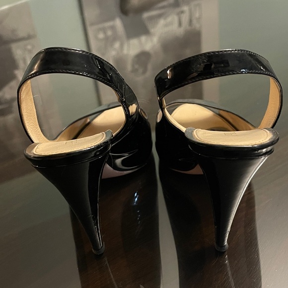 Authentic Prada Black Patent Leather Peep Toe Slingback Heels w/ Dust Bag - Picture 3 of 7